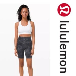 Lululemon Align High-Rise Shorts in a Diamond Dye Pitch Graphite Grey pattern.